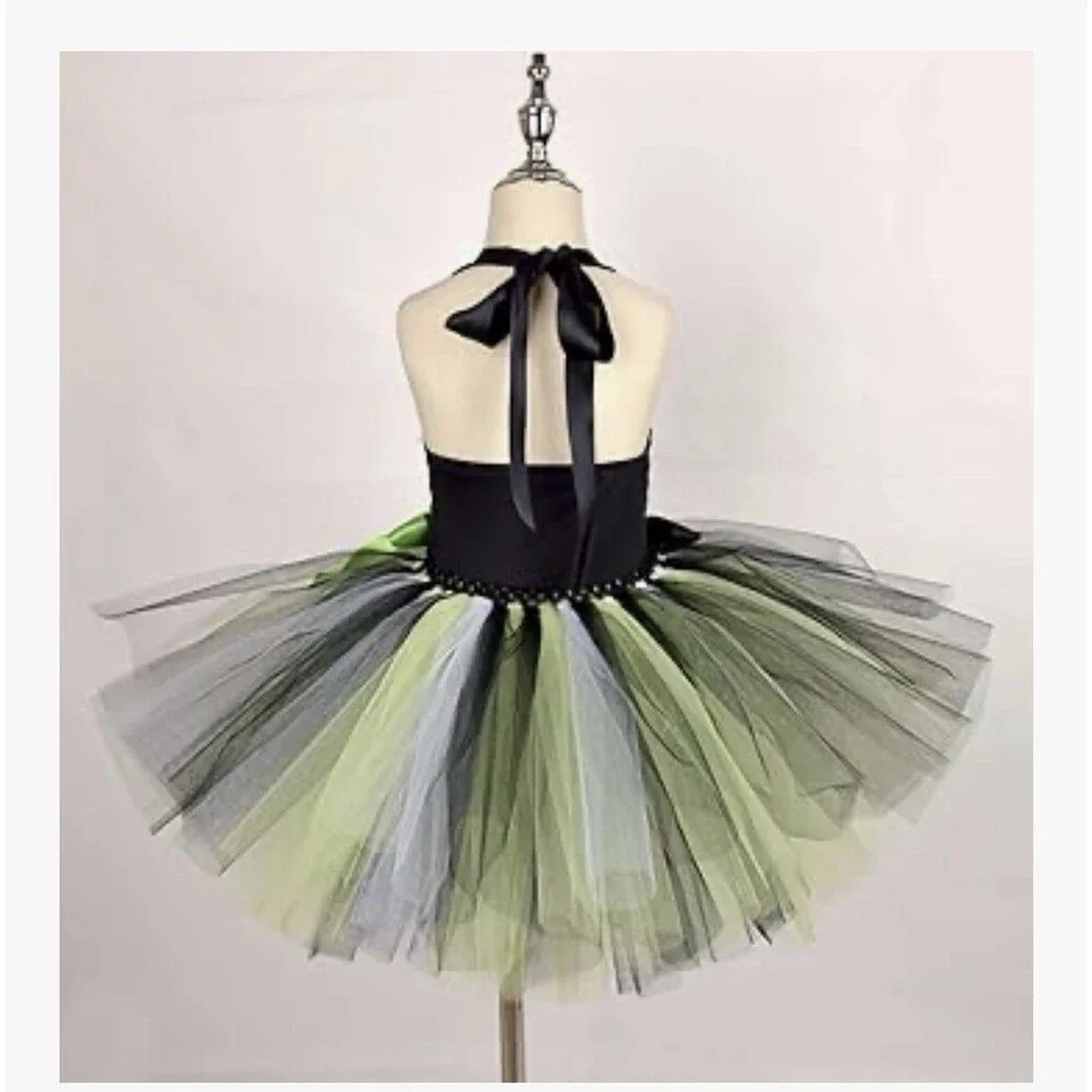 Kids Girl Halloween Costume Short Sleeve Ruffle Tulle Tutu Dress festival 11-12